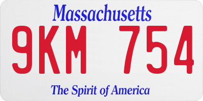 MA license plate 9KM754