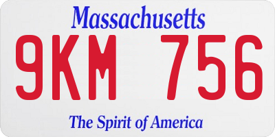 MA license plate 9KM756