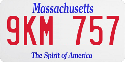 MA license plate 9KM757