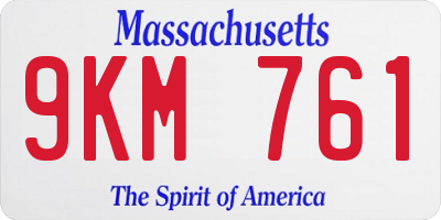 MA license plate 9KM761