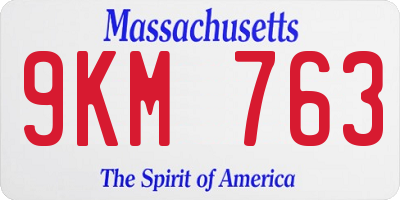 MA license plate 9KM763