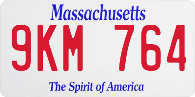 MA license plate 9KM764