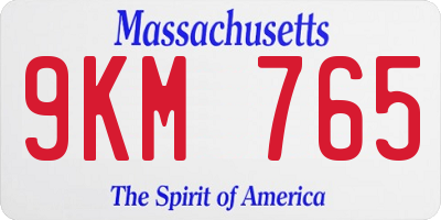 MA license plate 9KM765