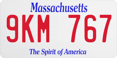 MA license plate 9KM767