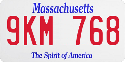 MA license plate 9KM768