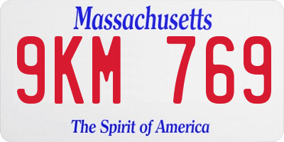 MA license plate 9KM769