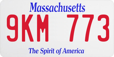MA license plate 9KM773