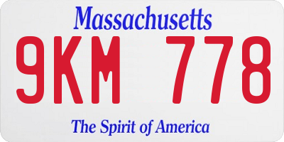 MA license plate 9KM778