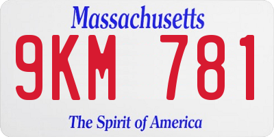 MA license plate 9KM781