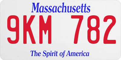 MA license plate 9KM782