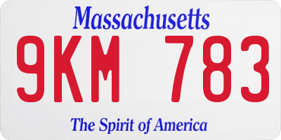MA license plate 9KM783