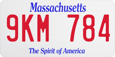 MA license plate 9KM784