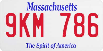 MA license plate 9KM786