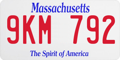 MA license plate 9KM792