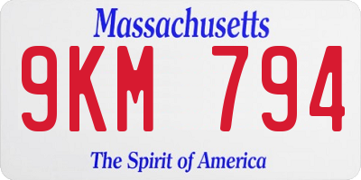 MA license plate 9KM794