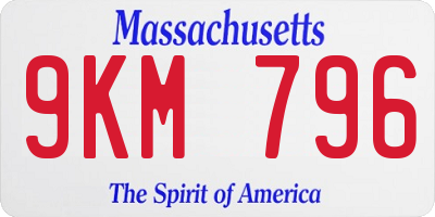 MA license plate 9KM796