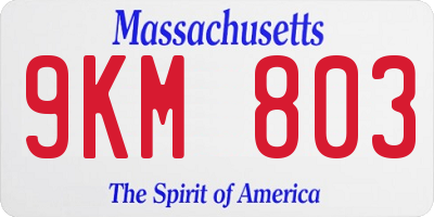 MA license plate 9KM803