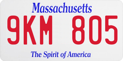MA license plate 9KM805