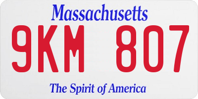 MA license plate 9KM807