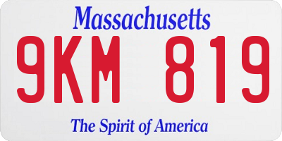 MA license plate 9KM819