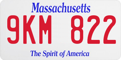 MA license plate 9KM822