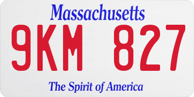 MA license plate 9KM827