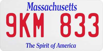 MA license plate 9KM833