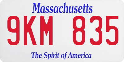 MA license plate 9KM835