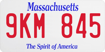 MA license plate 9KM845