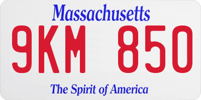 MA license plate 9KM850