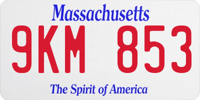 MA license plate 9KM853