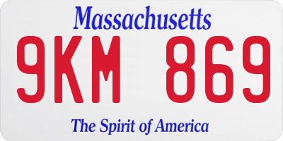 MA license plate 9KM869