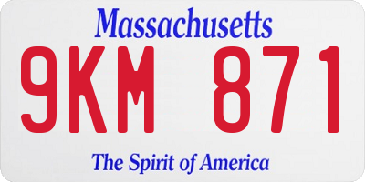 MA license plate 9KM871