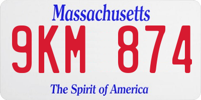 MA license plate 9KM874
