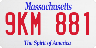 MA license plate 9KM881