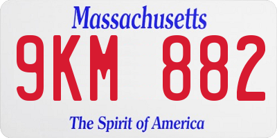 MA license plate 9KM882