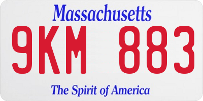 MA license plate 9KM883