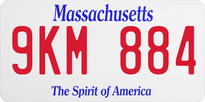 MA license plate 9KM884