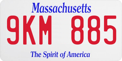 MA license plate 9KM885