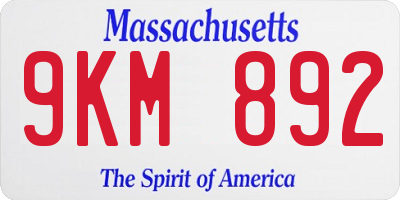 MA license plate 9KM892