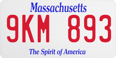 MA license plate 9KM893