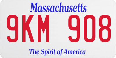MA license plate 9KM908
