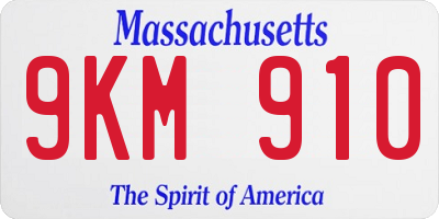 MA license plate 9KM910