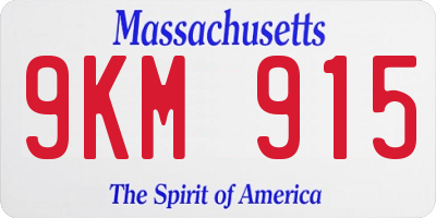 MA license plate 9KM915