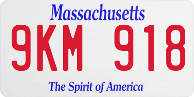 MA license plate 9KM918