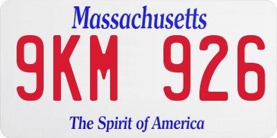 MA license plate 9KM926