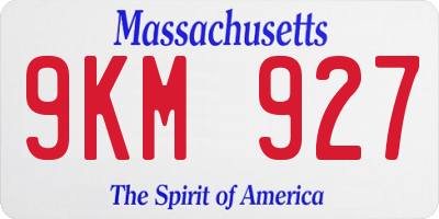 MA license plate 9KM927