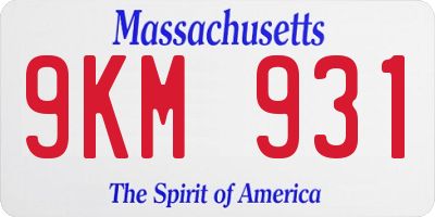 MA license plate 9KM931
