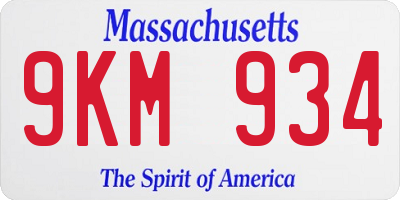 MA license plate 9KM934