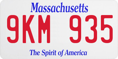 MA license plate 9KM935